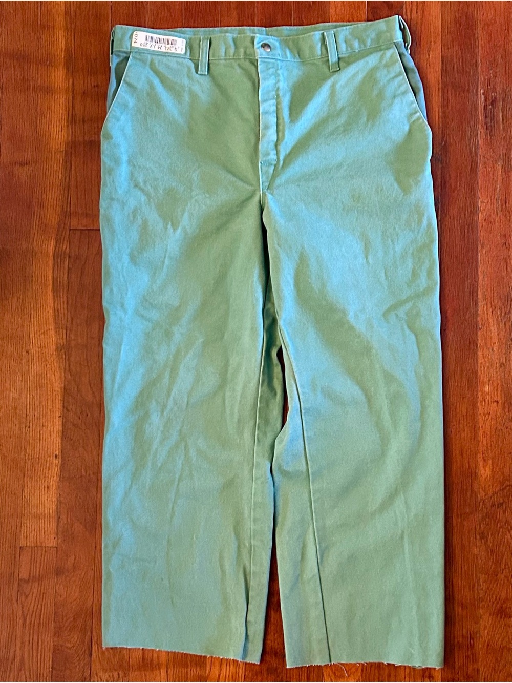 Vintage ‘90s Westex Workwear FR USA Straight Leg Mint Green Cropped Pants 36x27
